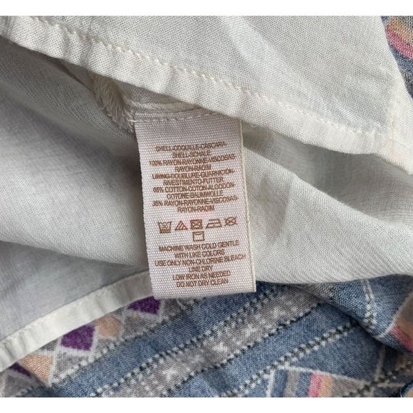 Free People Terra Nova boho blue purple print lined Tunic Mini Dress sz L - Picture 9 of 12